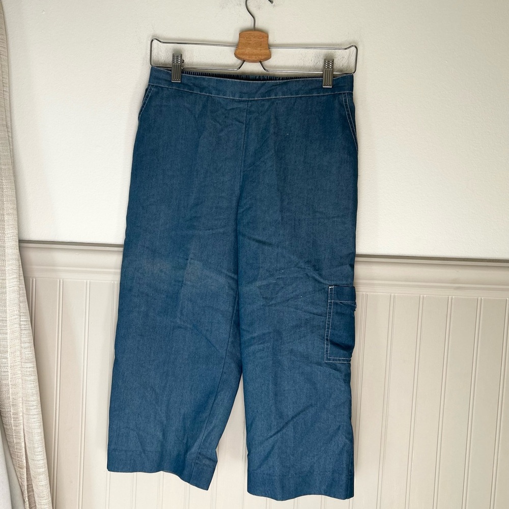 ⭐️ NEW Alfred Dunner 6 Petite Light Blue Cargo Denim Capris